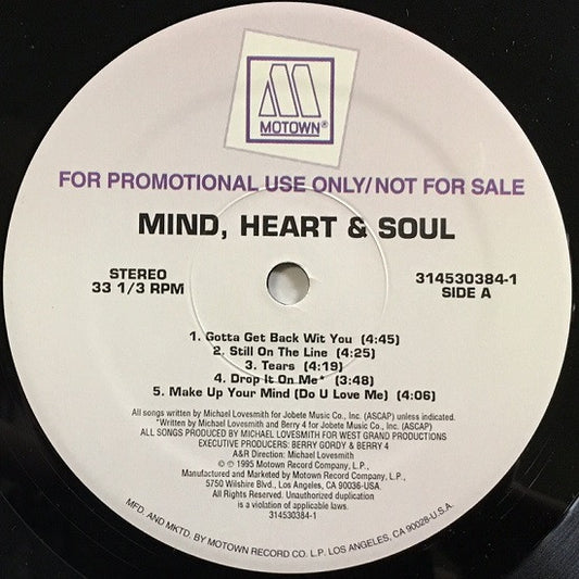Mind, Heart & Soul : Mind, Heart & Soul (LP,Album,Promo,Stereo)